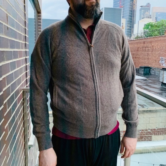 Bexley xios Lamb Wool Brown Gray Full Zip Front Sweater - Picture 5 of 15